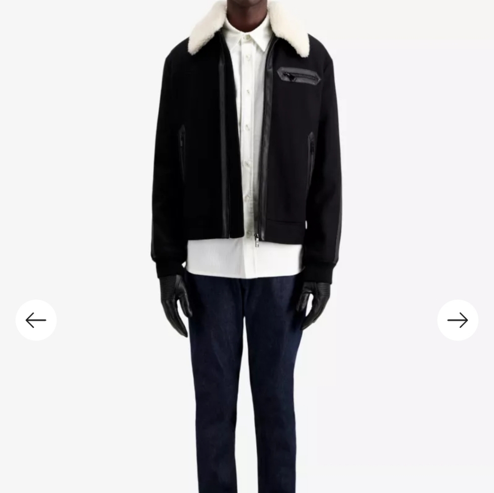 NWT $735 The Kooples Sheep Fur Detachable Collar Leather Trim Wool Jacket Coat - Picture 7 of 10